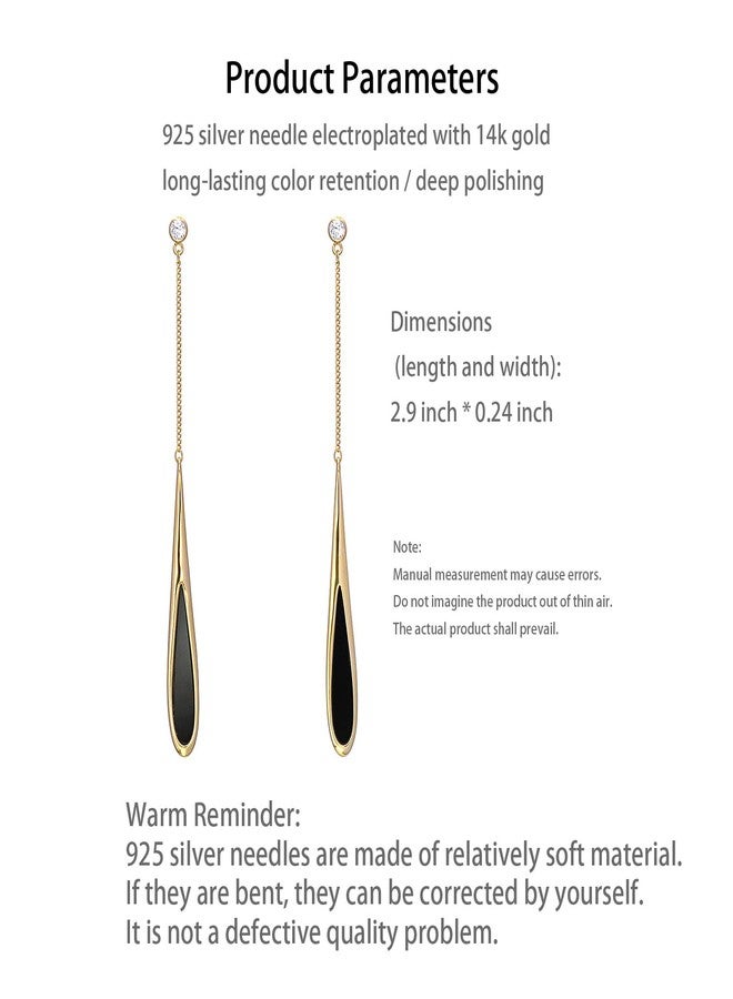 POYAMUSE Chic Waterdrop Gold Dangle Earrings for Women, Elegant Dangling Earrings, Stylish Long Earrings for Women - Black - Image 5